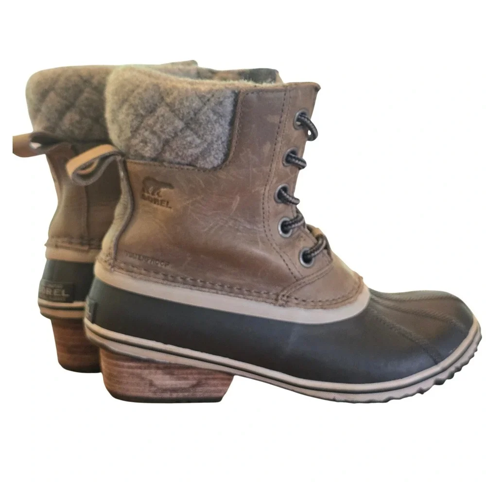 Sorel Waterproof Duck Boots Womens 7.5 Slimpack II Elk Black